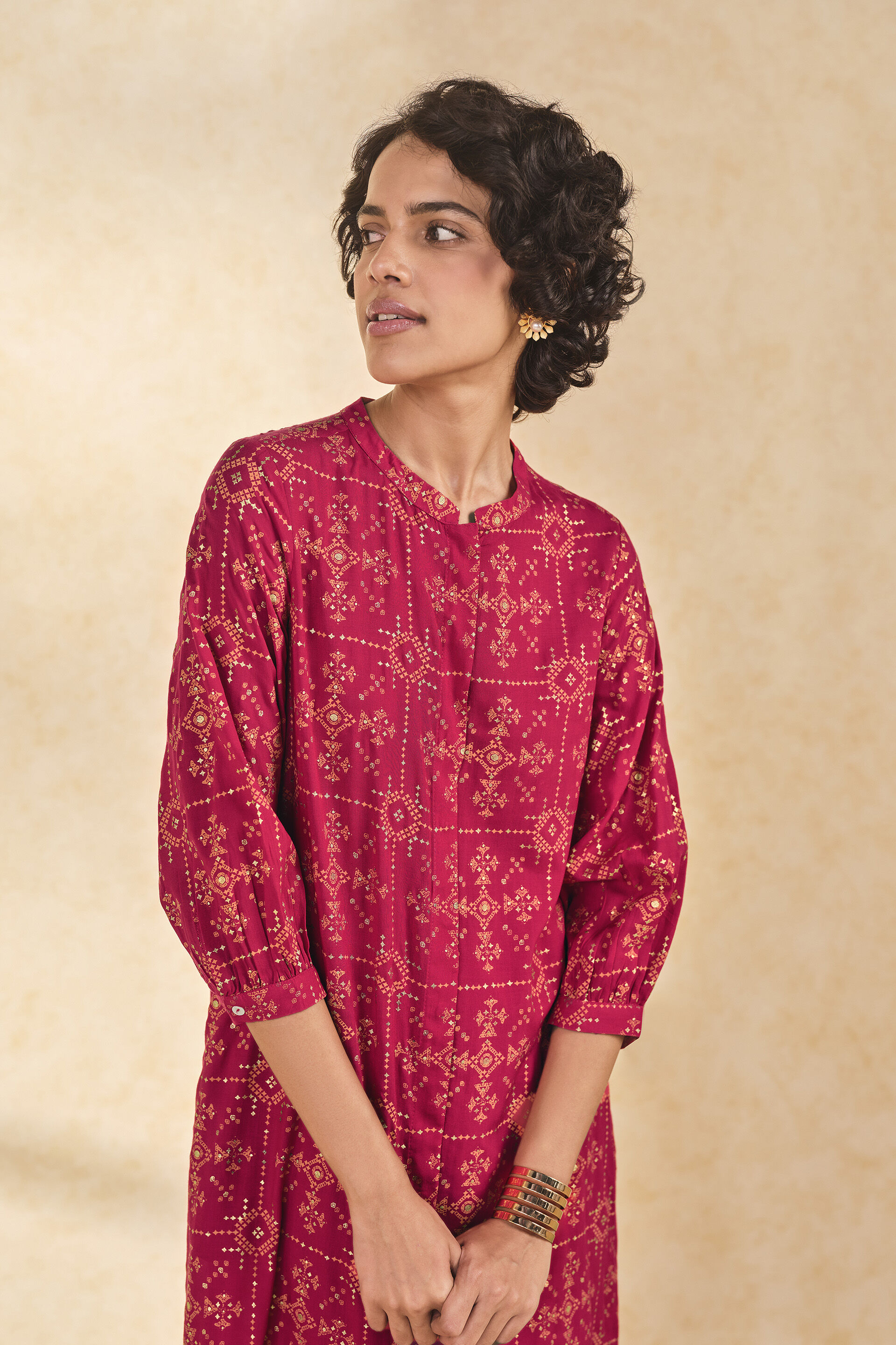 Gulal Modal Kurta Set​, Red, image 3